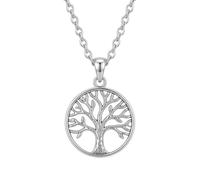 Collar con colgante del Árbol de la Vida de acero inoxidable con cadena de cable de 45 cm, redondo, inspirado en la naturaleza, joyería simbólica, 33x33 mm, pulido, duradero, accesorio de regalo.