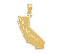 Collar con colgante del estado de California pulido sólido de oro amarillo de 14 quilates, 25,5 x 16 mm de ancho, colgante para mujer
