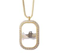 Collar con colgante del Museo del Louvre en París Francia con diamantes de cristal dorado