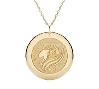 Collar con colgante del zodíaco Aries de plata de ley 925 |LK_NLC_02498 | gold plated star of life engraved round disc with 18 inch cable chain 22-24 mm emergency medical jewelry