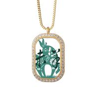 Collar con colgante del zodiaco de China con diseño de oveja, diseño de oveja, con diamantes y cristales, joyería dorada