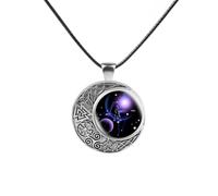 Collar Con Colgante Del Zodíaco,Joyería Del Horóscopo De 12 Constelaciones,Collares Delicados,Collar Con Colgante De Piedras Preciosas De Vidrio Redondo,Cadena Ajustable Para Mujeres Y Niñas,Libra