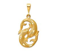 Collar con colgante del zodiaco Piscis de oro amarillo macizo de 10 quilates de 20 mm para mujer