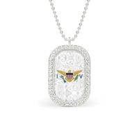 Collar con colgante divertido con diseño de bandera de las Islas Vírgenes para mujer, joyería de moda personalizada, collares de diamantes para boda, cumpleaños, oro y plata, talla única, Metal, No es