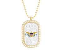 Collar con colgante divertido con diseño de bandera de las Islas Vírgenes para mujer, joyería de moda personalizada, collares de diamantes para boda, cumpleaños, oro y plata, talla única, Metal, No es