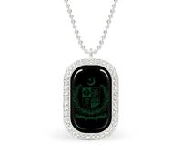 Collar con colgante divertido con emblema del estado de Pakistán para mujer, joyería de moda personalizada, collares de diamantes para boda, cumpleaños, oro y plata, talla única, Metal, No es una