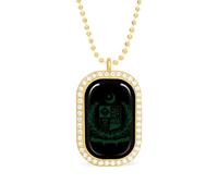 Collar con colgante divertido con emblema del estado de Pakistán para mujer, joyería de moda personalizada, collares de diamantes para boda, cumpleaños, oro y plata, talla única, Metal, No es una