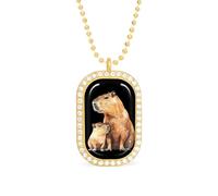 Collar con colgante divertido de capibara de acuarela para mujer, joyería de moda personalizada, collares de diamantes para boda, cumpleaños, oro y plata, talla única, Metal, No es una piedra preciosa