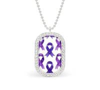 Collar con colgante divertido de cinta de Alzheimer morada para mujer, joyería de moda personalizada, collares de diamantes para boda, cumpleaños, oro y plata, talla única, Metal, No es una piedra