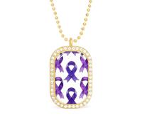Collar con colgante divertido de cinta de Alzheimer morada para mujer, joyería de moda personalizada, collares de diamantes para boda, cumpleaños, oro y plata, talla única, Metal, No es una piedra