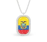 Collar con colgante divertido de la bandera de Ecuador para mujer, joyería de moda personalizada, collares de diamantes para boda, cumpleaños, oro y plata, talla única, Metal, No es una piedra