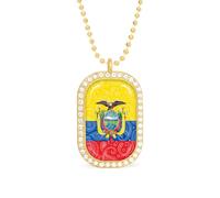 Collar con colgante divertido de la bandera de Ecuador para mujer, joyería de moda personalizada, collares de diamantes para boda, cumpleaños, oro y plata, talla única, Metal, No es una piedra