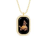 Collar con colgante divertido de perezoso cabalgando sobre tortuga, joyería de moda personalizada para mujer, collares de diamantes para boda, cumpleaños, oro y plata, talla única, Metal, No es una