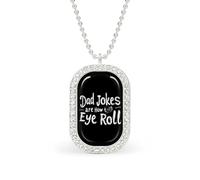 Collar con colgante divertido para mujer, diseño de bromas con texto en inglés "Dad Jokes Are How Eye Roll" para mujer, joyería de moda, collares de diamantes para boda, cumpleaños, oro, talla única