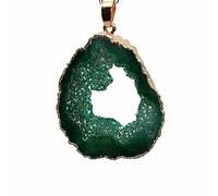 Collar con colgante Druzy de cuarzo natural Irregualr, cristal curativo, chapado en oro, rebanadas, colgante perforado superior, verde