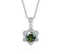 Collar con colgante en azul rosa moissanite 1 color de quilates d vvs1 para mujer en plata esterling 925 con un colgante de seis puntos al regalo de San Valentín con cumpleaños con cumpleaños con