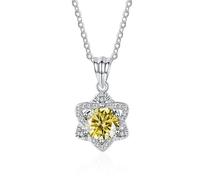 Collar con colgante en azul rosa moissanite 1 color de quilates d vvs1 para mujer en plata esterling 925 con un colgante de seis puntos al regalo de San Valentín con cumpleaños con cumpleaños con