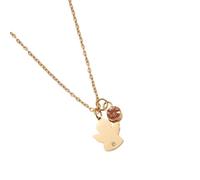 Collar con colgante en forma de ángel de acero inoxidable hecho a mano con piedras natales, elegante joyería de bautismo para mujer, collar de regalo de comunión de oro rosa, talla única, como se