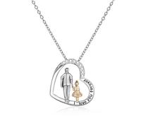 Collar con colgante en forma de corazón «Te querré siempre, hija» de papá, regalos des papá para su hija, collar des papás para su hijas, regalose de Navidads, cumpleaños y graduación. (plata)