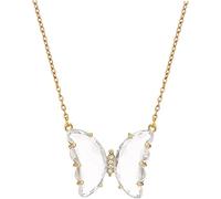 Collar con colgante en forma de mariposa de cristal de diseño minimalista con cadena de claves