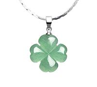 Collar con colgante en forma de trébol de cuatro hojas LERSUSI hecho de piedra de aventurina verde natural pura simboliza el amor, la salud, la gloria y la riqueza que trae buena suerte, Gema