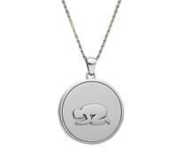 Collar con colgante en relieve con la postura de oración islámica, hecho de plata de ley 925 con baño de plata, cadena de eslabones de 45 cm (18"), dije redondo para joyería unisex | LK_EMBO_00829