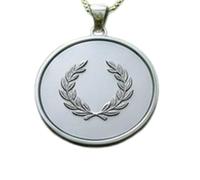 Collar con colgante en relieve de corona de laurel de olivo, fabricado en plata de ley 925 con baño de plata, cadena de eslabones de 45 cm (18"), dije redondo para joyería unisex | LK_EMBO_00906