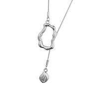 Collar con colgante geométrico irregular, elegante collar largo con diseños geométricos para entusiastas de la moda, talla única, como se describe, como se describe