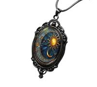 Collar con colgante gótico,Collar gótico,Joyas de mujer Collar con colgante joyas góticas Luna Sol Estrella - Collar de mujer de bisutería, collar de joyas góticas para Navidad de Año Nuevo
