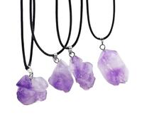 Collar con colgante irregular de amatista natural, cadena clavicular para mujer, joyería pequeña única, talla única