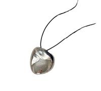 Collar con colgante irregular de metal mate para mujer, cadena larga ajustable, cadena minimalista para suéter, talla única, Acetato, No es una piedra preciosa