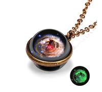 Collar Con Colgante Luminoso, Bola De Cristal De Doble Cara Vintage, Collar Que Brilla En La Oscuridad, Collar De Amistad Para Hombres Y Mujeres, Joyería Que Brilla Para Regalo De Cumpleaños, Color