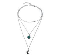 Collar con colgante luna multicapa collar mujer turquesa elegante collar joyería regalo profesional y a la moda