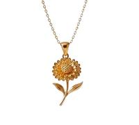 Collar con colgante minimalista 3D de flor de crisantemo en plata de ley 925, con forma elegante y cadena de cable de 45 cm (18 pulgadas). Charm chapado en oro. Joyería con significado |LKD_3DM_00166