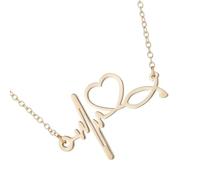 Collar con colgante minimalista de acero inoxidable con diseño de latido de corazón ECG para entusiastas del hospital y cadena de collar de acero inoxidable para regalo, talla única, como se describe