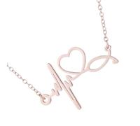 Collar con colgante minimalista de ECG con diseño de latido del corazón, cadena de clavícula de acero inoxidable para entusiastas del hospital y trabajadores de la salud de regalo, talla única, como