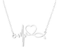 Collar con colgante minimalista de ECG con diseño de latido del corazón, cadena de clavícula de acero inoxidable para entusiastas del hospital y trabajadores de la salud de regalo, talla única, como