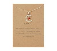 Collar con colgante Moon Star Crystal Birthstone Tarjeta de deseos para mujeres Regalo de cumpleaños para mamá Joyas Gargantilla Cadena color oro clavícula Útil tratado.