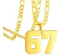 Collar con colgante número 67 | 67 meme Cadena acero inoxidable | Colgante divertido y sencillo con mordaza Meme 6 7 | Novedad collar seis siete números, regalo joyería para amigos y familiares