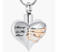 Collar con colgante para cenizas humanas con forma de corazón - Un pedazo de mi corazón vive en el cielo Memorial Keepsakes Joyas de cremación
