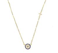 Collar con colgante para mujer, elegante colgante de cruz de circonita cúbica, plata de ley 925, cruz de ojo, joyería cristiana de Jesús, accesorios para mujer