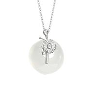 Collar con Colgante para Mujer, Plata De Ley 925, Colgante De Doce Deidades Florales Guardianas con Calcedonia Blanca, Joyería para Mujer Y Niña, Regalo De Julio, Malva Real