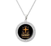 Collar con colgante personalizado de diamantes redondos para mujer, con texto en inglés «I've Read The Final Chapter God Wins», regalo de cumpleaños para hombres, talla única, Metal