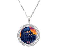 Collar con colgante personalizado de Roma, Italia, para mujer, con diamantes redondos, regalos de joyería para hombres y cumpleaños, talla única, Metal