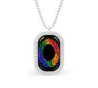 Collar con colgante rectangular de corona ovalada con diseño de bandera del orgullo arcoíris para mujer, joyería de aleación para mujer