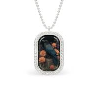 Collar con colgante rectangular gótico de cuervo en una vieja caja de madera para mujer, joyería de aleación para mujer