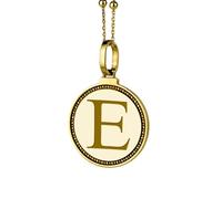 Collar con colgante redondo de 28 mm con forma de corona y alas de ángel grabadas en plata de ley 925, chapado en oro, para hombre y mujer, con cable de 45 cm. Joyería hecha a mano |LK_ENGP_0068