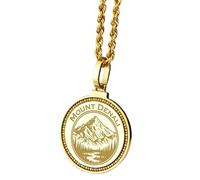 Collar con colgante redondo de 28 mm con grabado del horizonte de la ciudad de Lisboa, chapado en oro, de plata de ley 925, para hombre y mujer, con cable de 45 cm. Joyería hecha a mano |LK_ENGP_0668