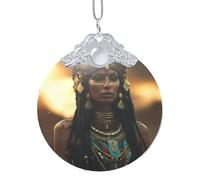 Collar con colgante redondo de cristal de Navidad con impresión de la serie de la tribu del antiguo Egipto, adornos colgantes vintage, decoración de árboles de Navidad
