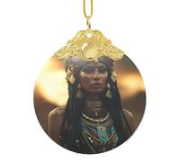 Collar con colgante redondo de cristal de Navidad con impresión de la serie de la tribu del antiguo Egipto, adornos colgantes vintage, decoración de árboles de Navidad